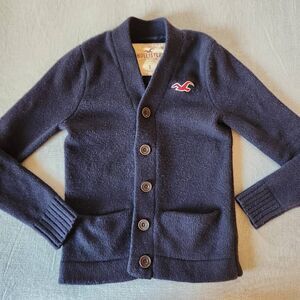 Hollister small dark navy blue button-up cardigan sweater wool preppy womens